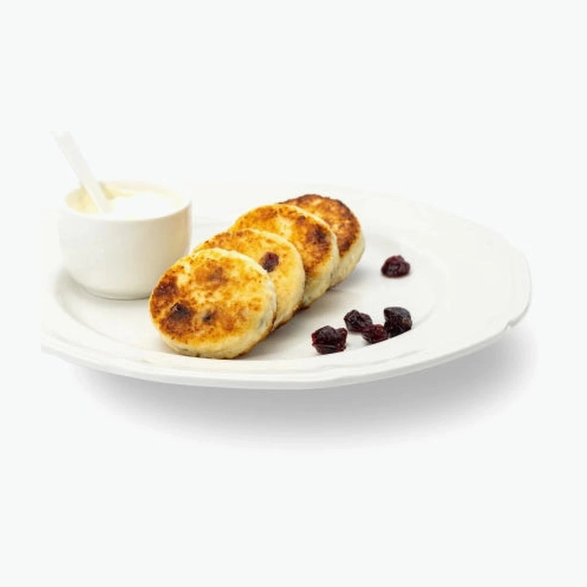 Handgemachte Sirniki mit Moosbeeren, 8 Stück