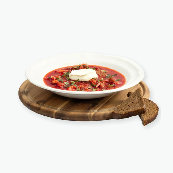 Borsch mit Rindfleisch, handgemacht 