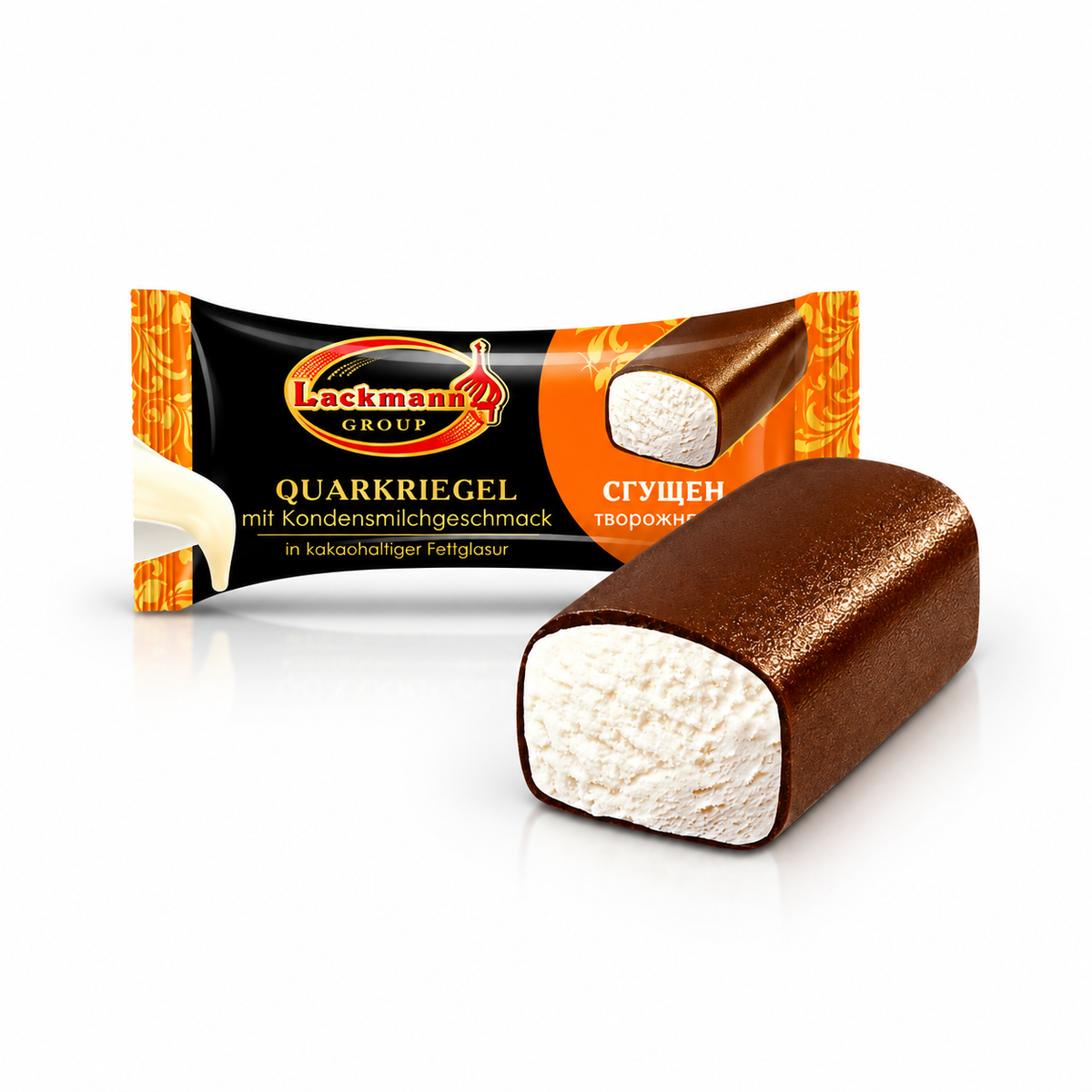 Lackmann Quarkriegel in Glasur mit Kondensmilch